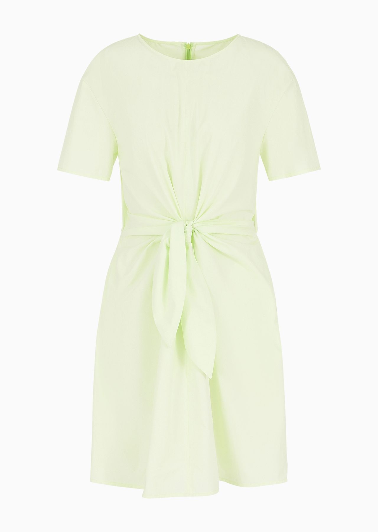 Short-sleeved poplin shirt dress with sash - 1