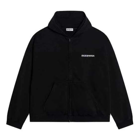 Balenciaga Turn Zip-Up Hoodie Wide Fit 'Black' 674719TLVB49034 - 1