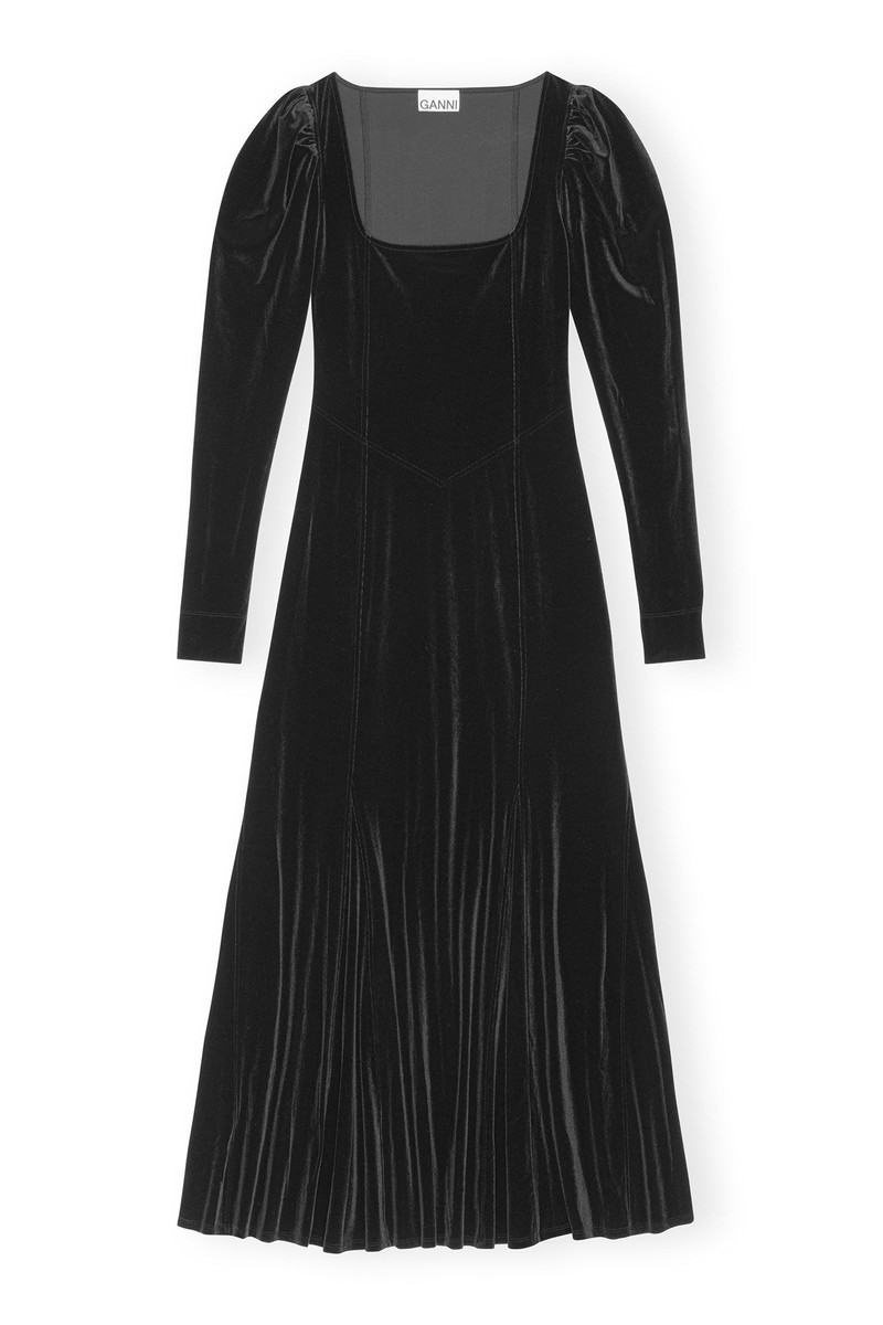 BLACK VELVET JERSEY MAXI DRESS 1
