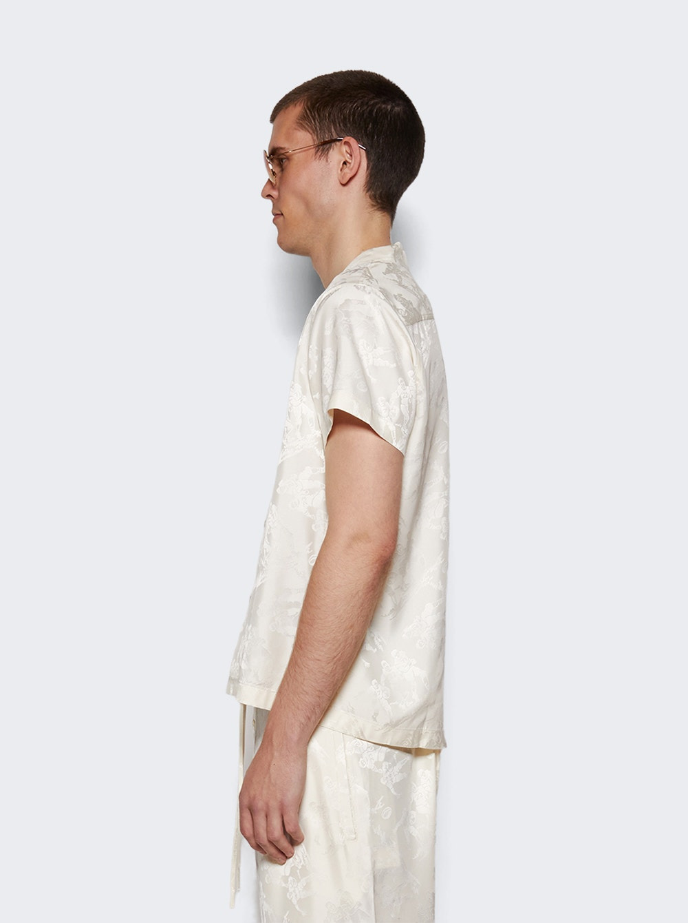 Football Jacquard Bowling Shirt Cream - 4