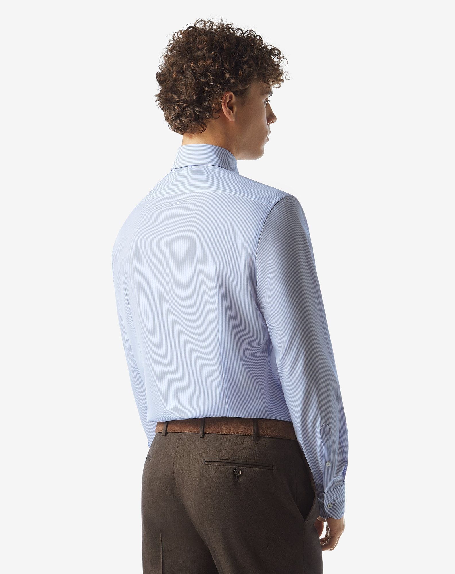 Cotton shirt with light blue and white stripes - 3