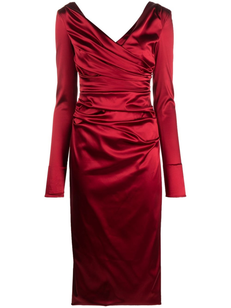 draped satin midi dress 1