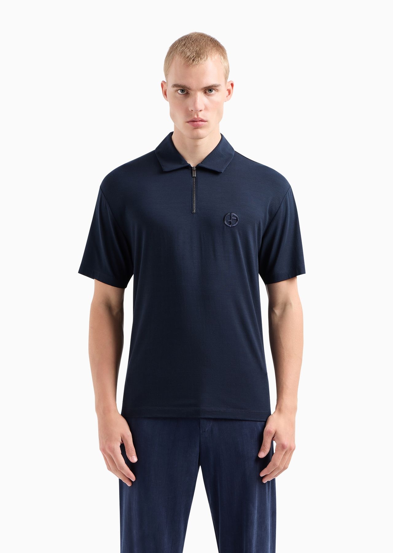 Stretch Lyocell and silk jersey short-sleeved polo shirt - 2