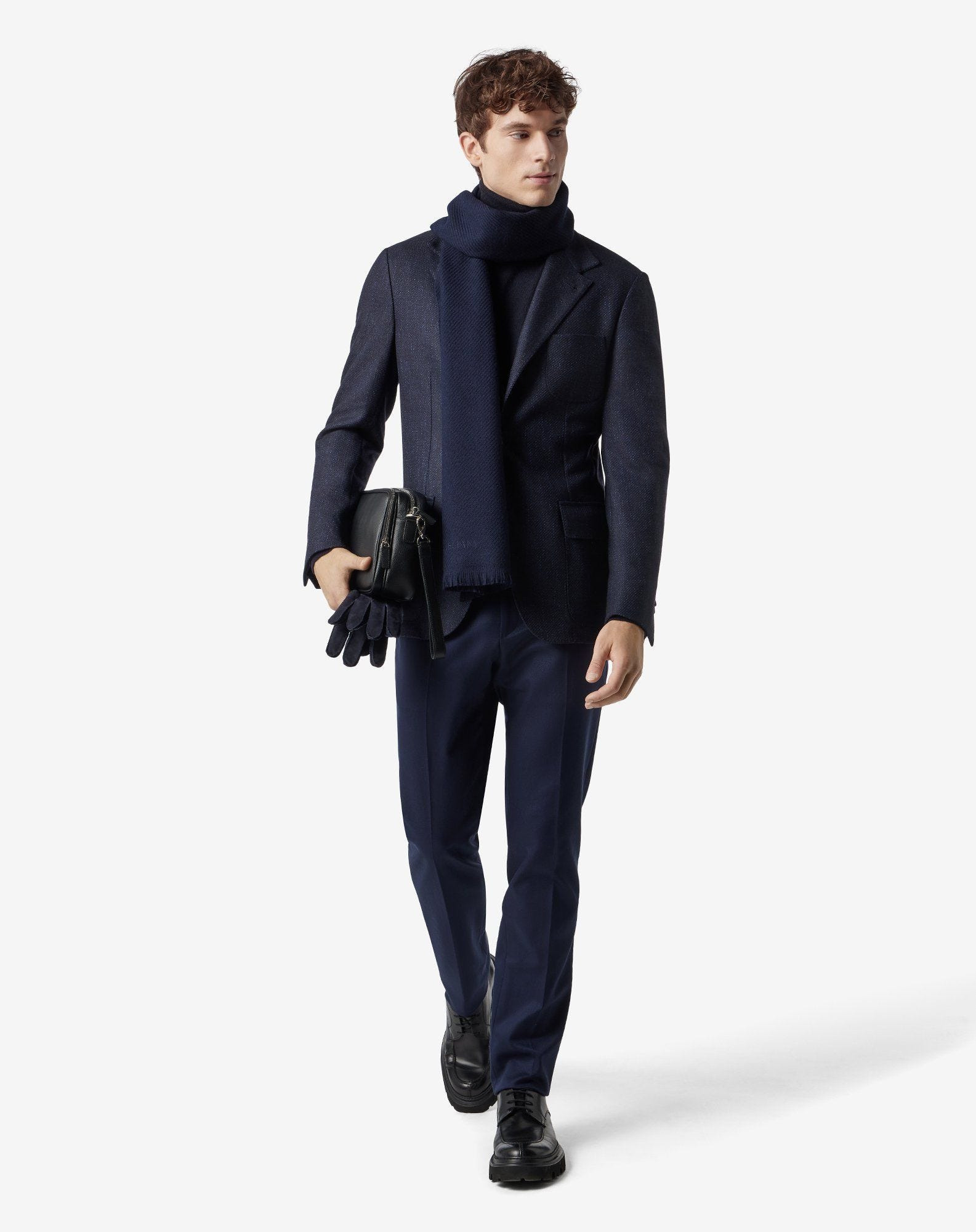 Blue wool and stretch cotton trousers - 2