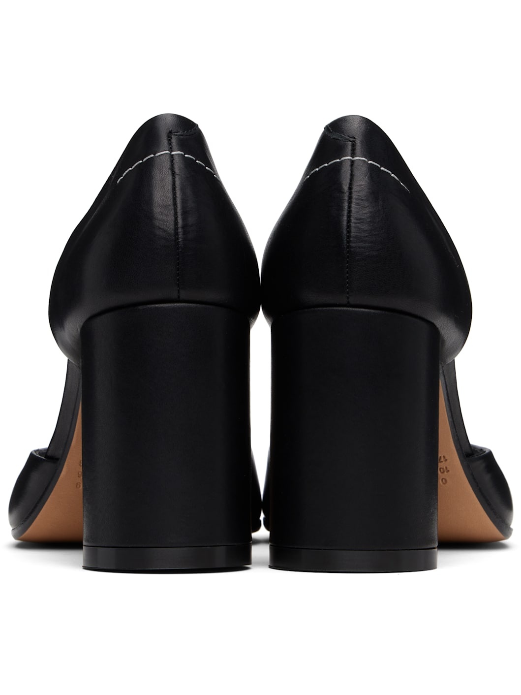 Black Shiny Vegetable Tanned Leather Court Heels - 2