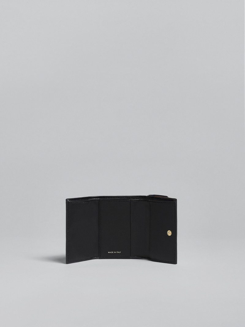 BLUE WHITE AND BROWN SAFFIANO LEATHER TRI-FOLD WALLET 2