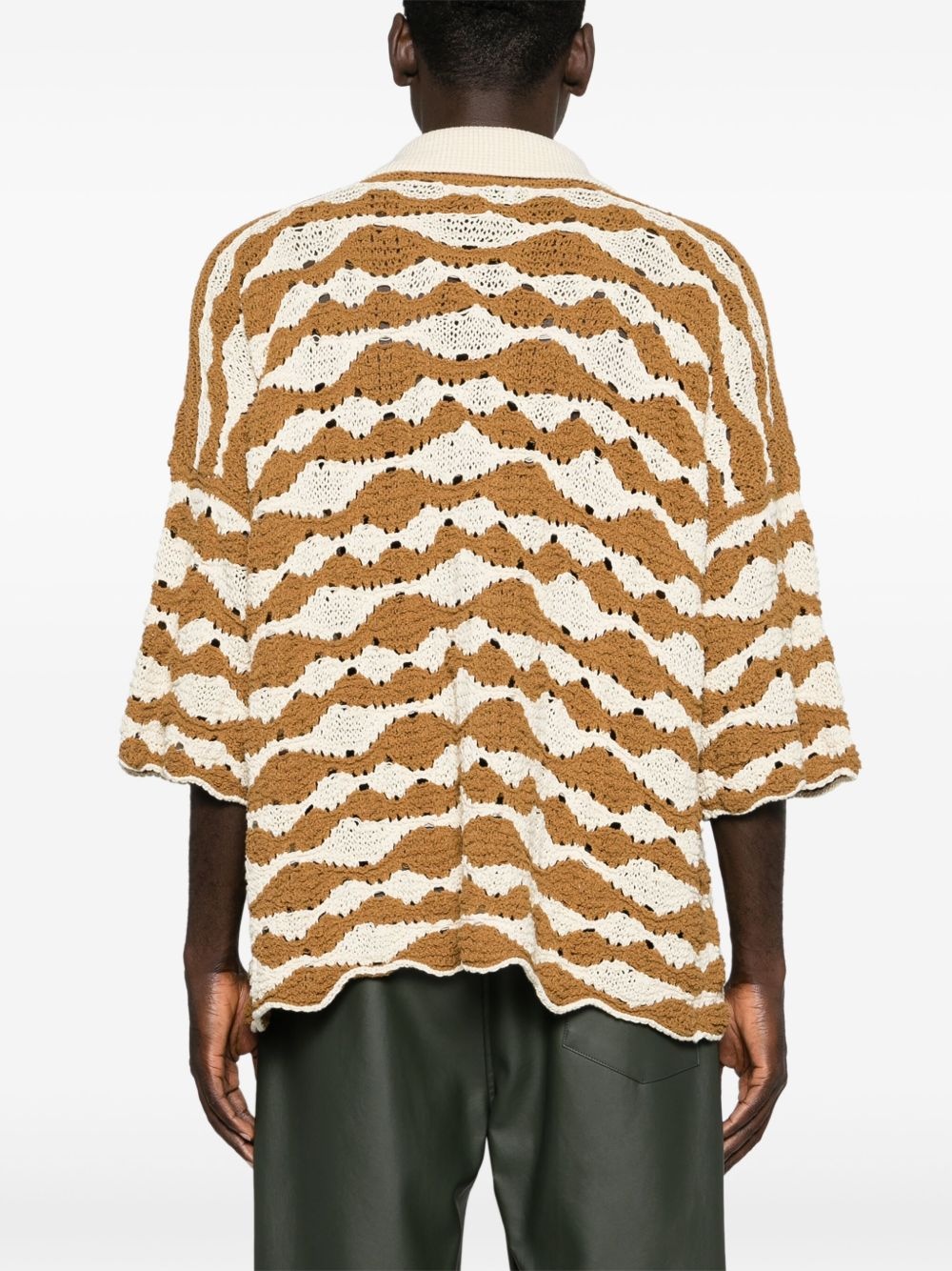 crochet-knit buttoned shirt - 4
