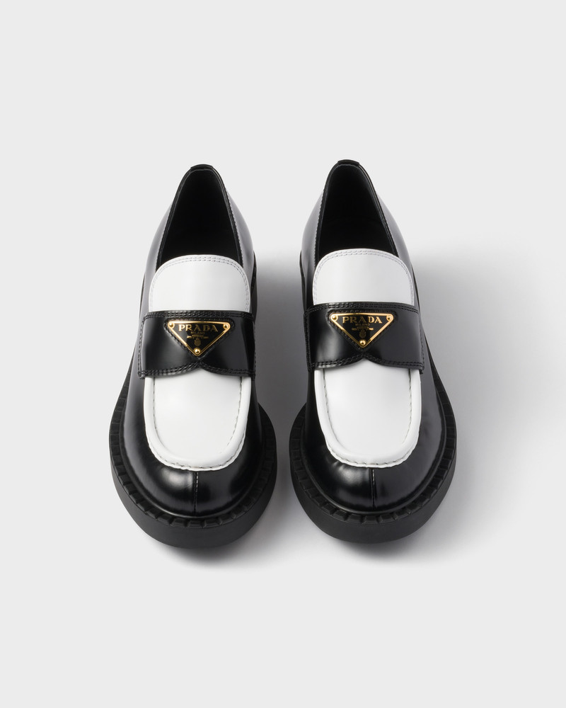 Chocolate two-tone brushed leather loafers 4