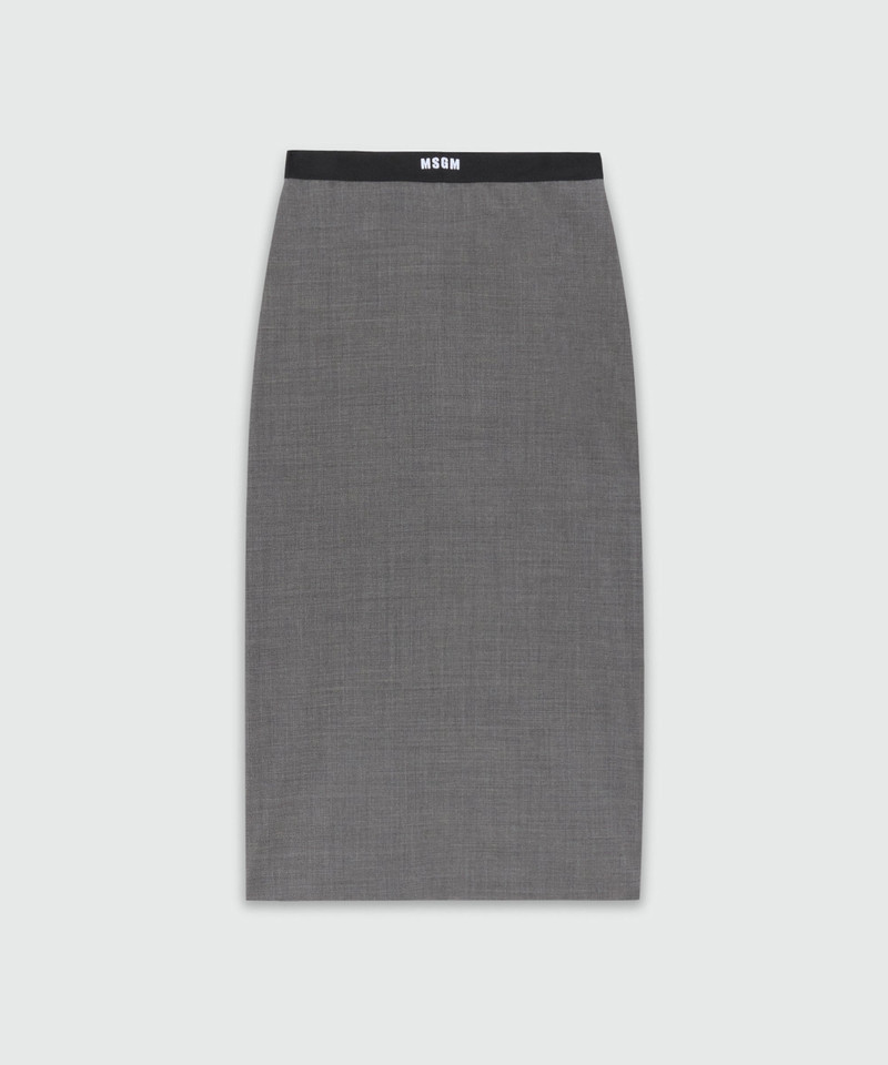 MSGM anthracite pencil skirt in cool wool with elastic band 1