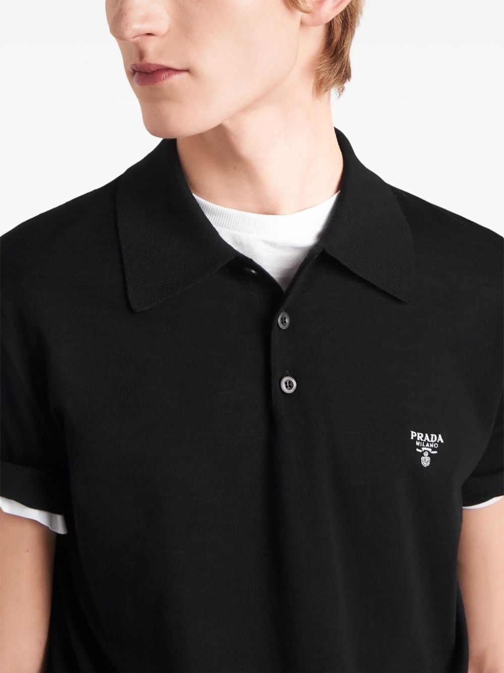 logo-embroidered wool polo shirt - 5