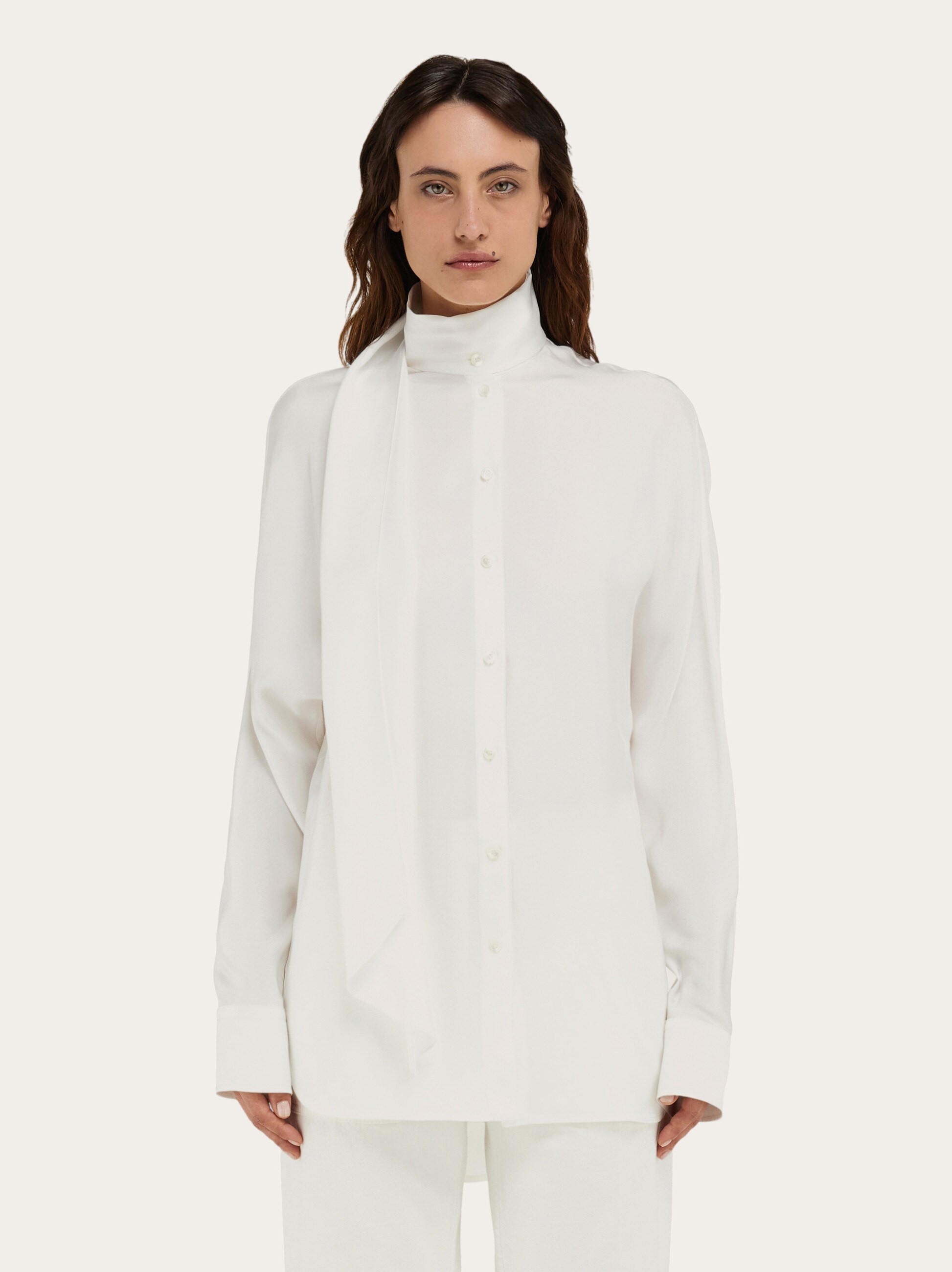 Viscose blouse with sash collar - 2