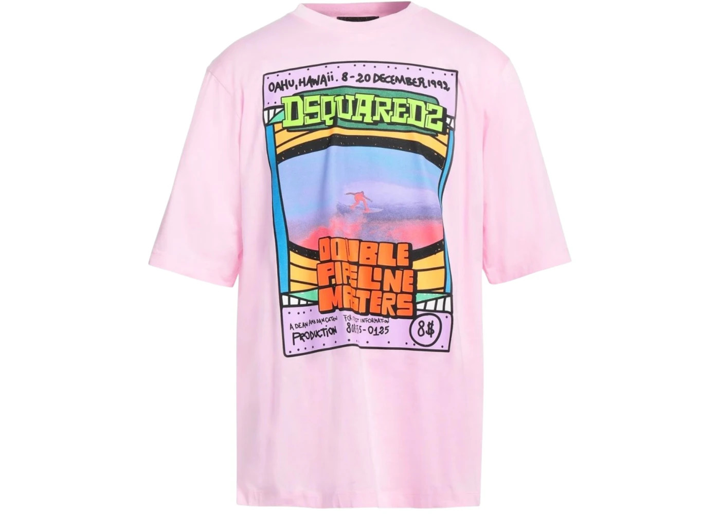 Dsquared2 Double Pipeline Masters Design Skater Fit T-Shirt Pink - 1