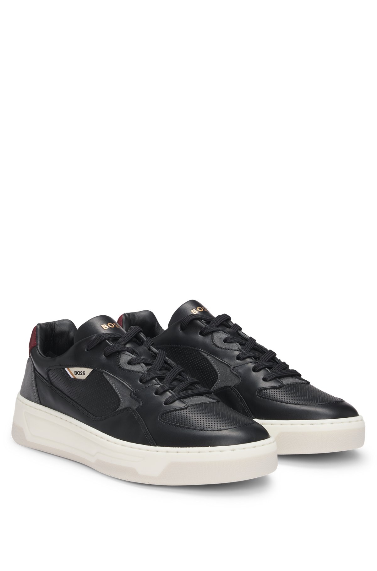 MIXED-LEATHER TRAINERS WITH LAYERED UPPER - 2