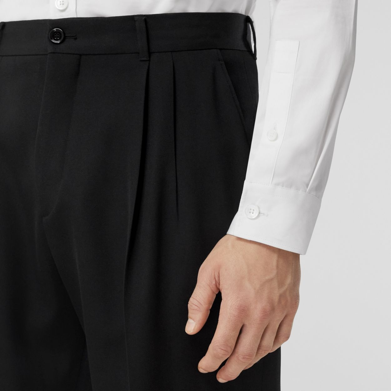 Wide Leg Wool Twill Trousers - 3