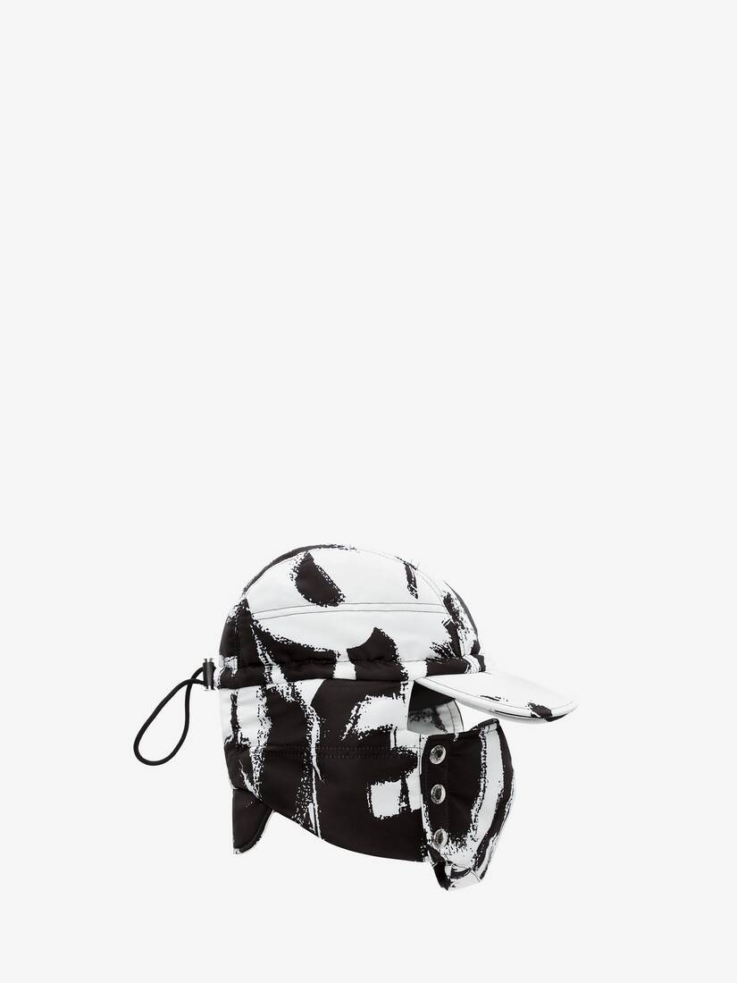 Mcqueen Graffiti Puffer Hat in Black/ivory - 1