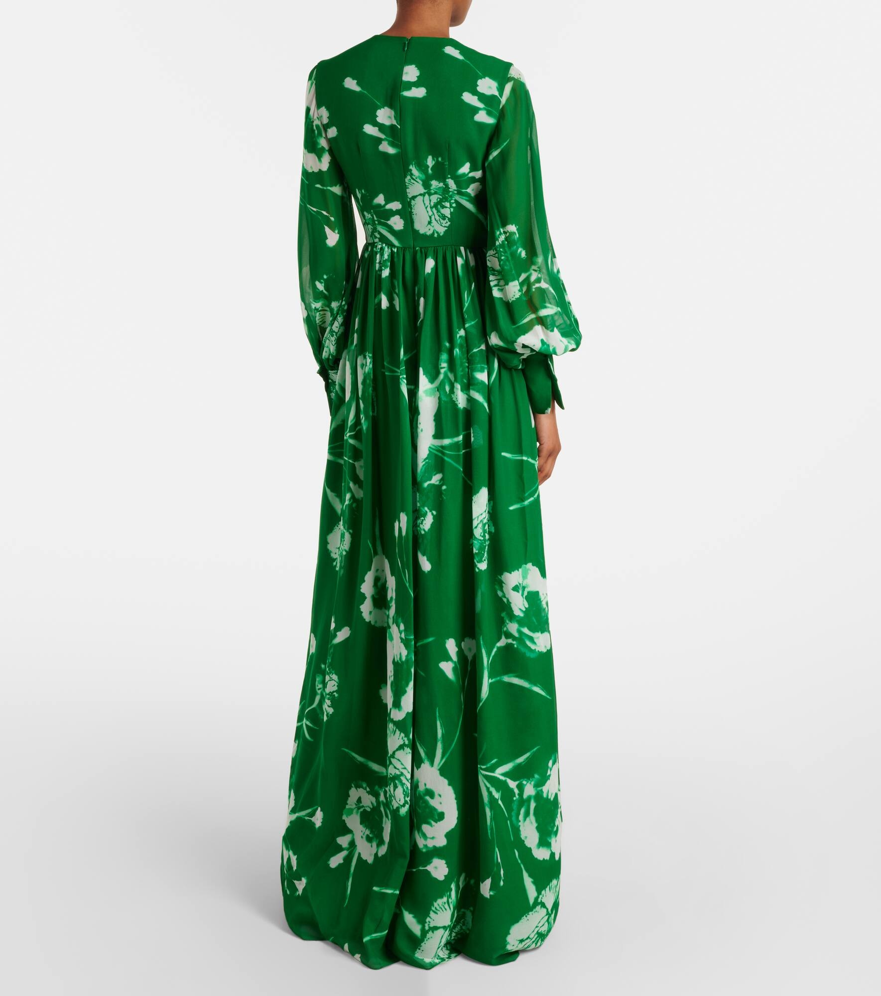 Floral silk voile gown - 3