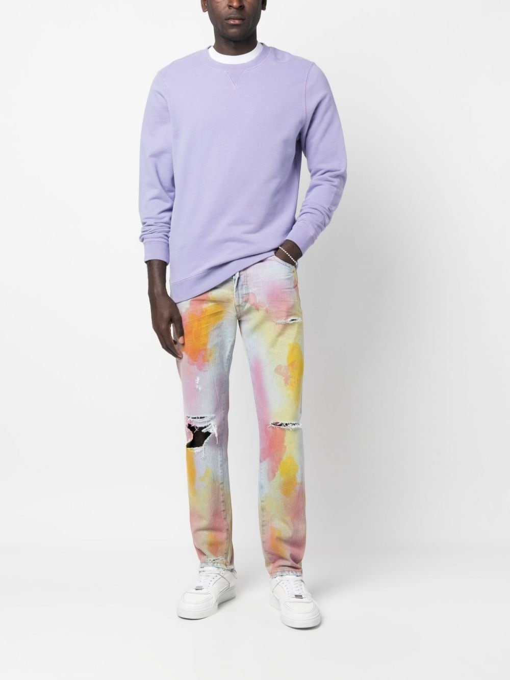 tie dye-print slim-fit jeans - 2