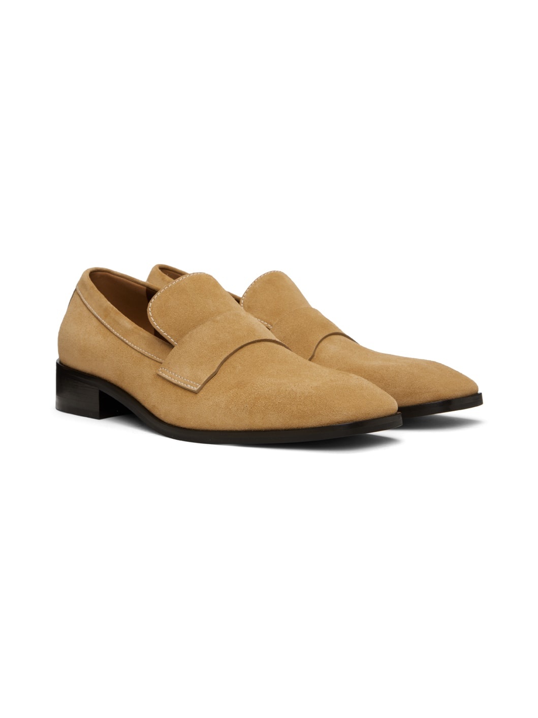 Beige Suede Loafers - 4