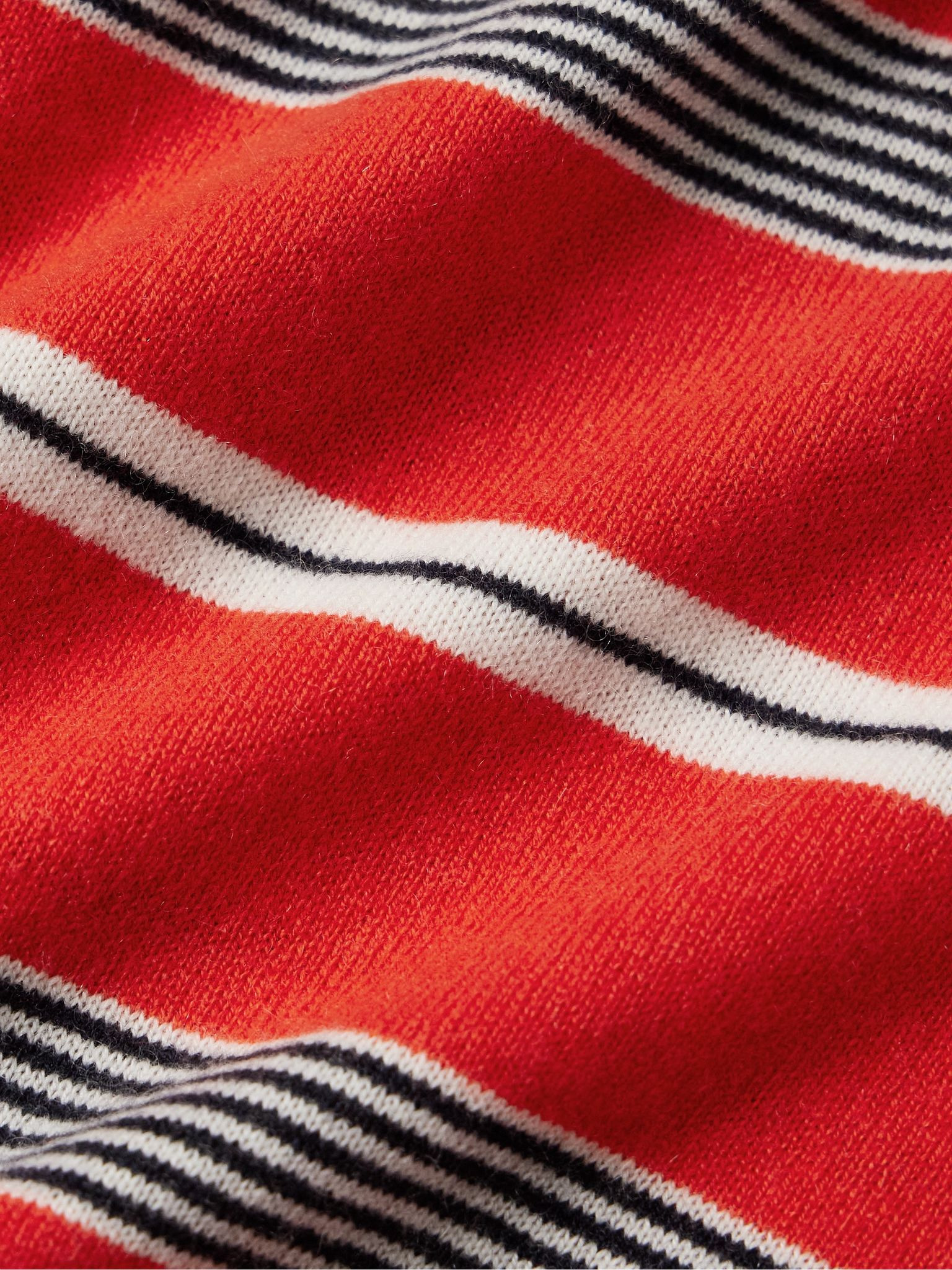 Striped Cashmere Polo Shirt Tomato red - 4