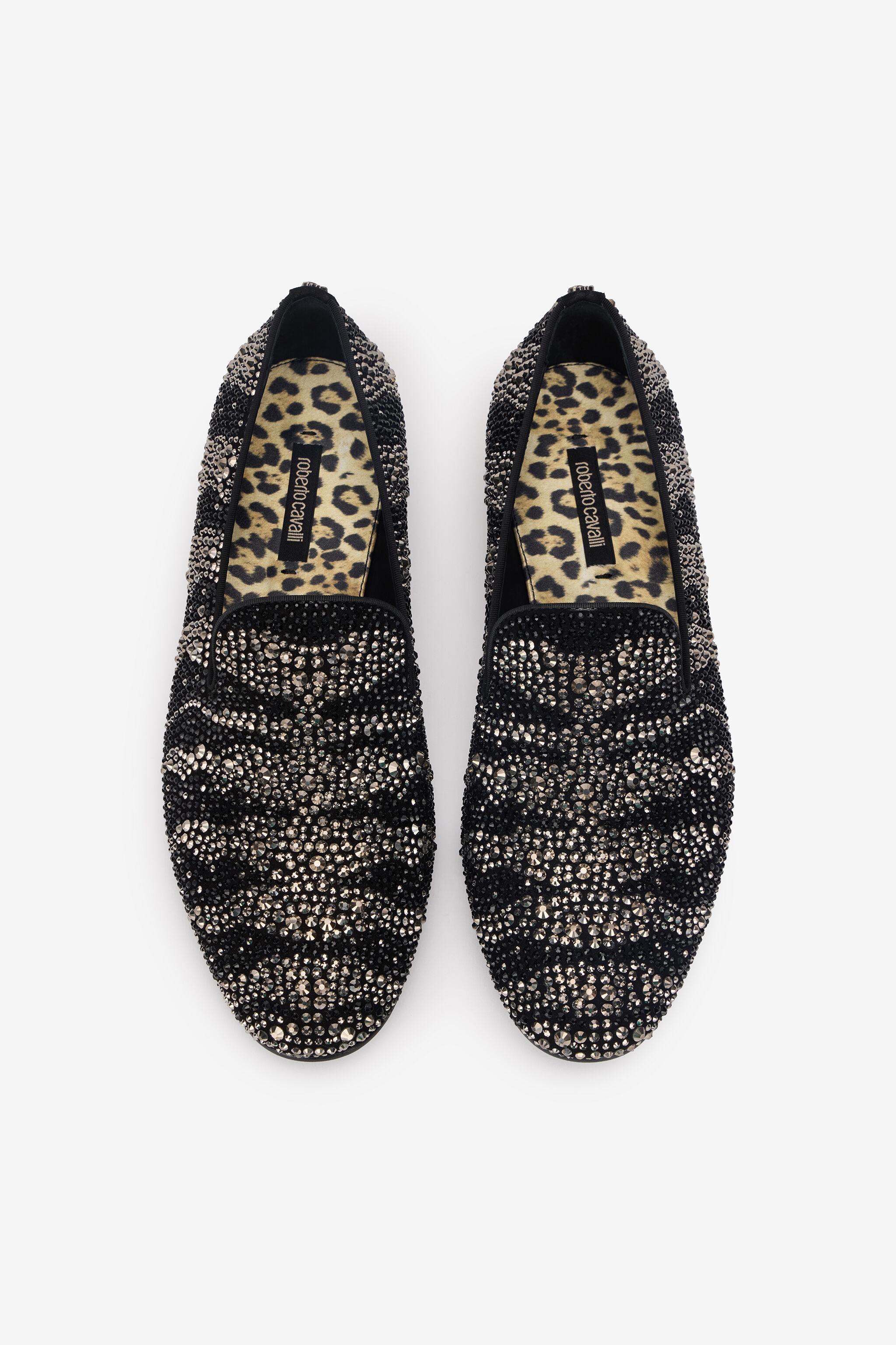 Animal-Print Loafers With Rhinestones - 6
