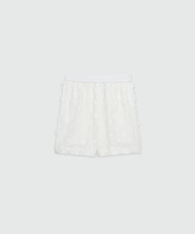Bermuda shorts in white poplin with embroidery - 1