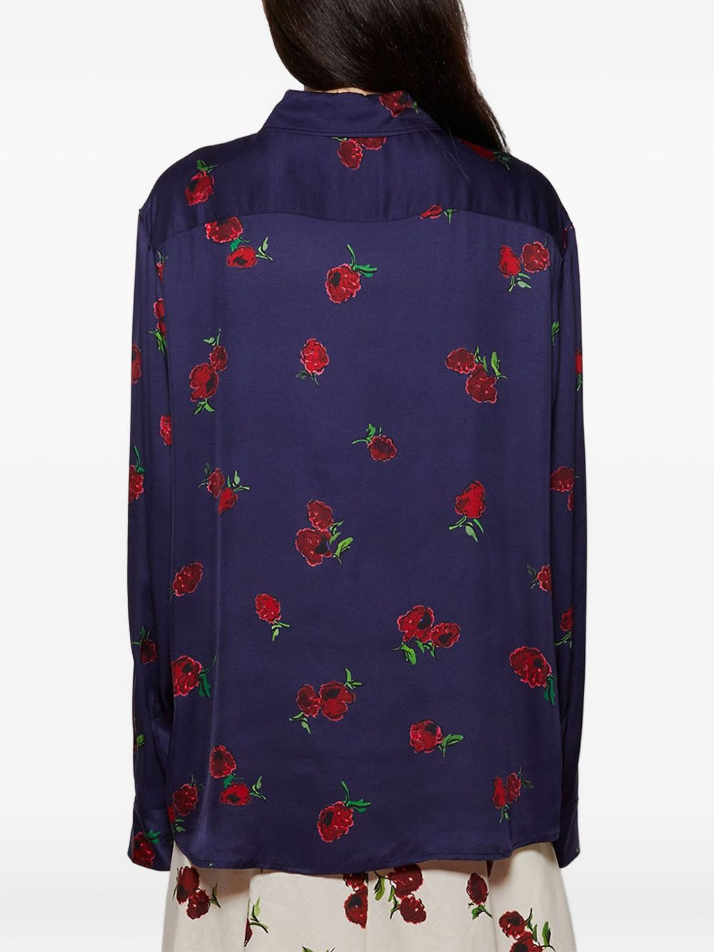 rose-print button-down shirt - 5
