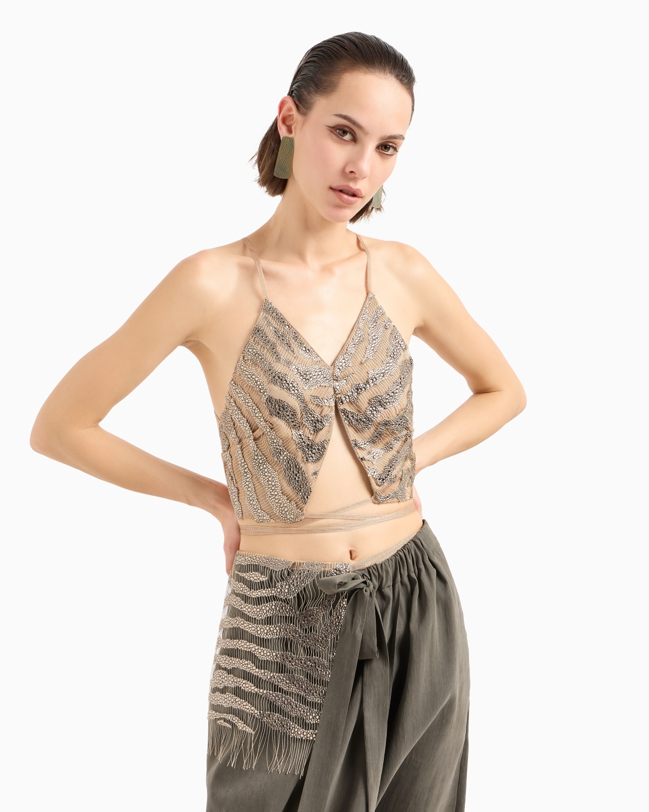 EMBROIDERED SILK AND VISCOSE JERSEY TOP - 6