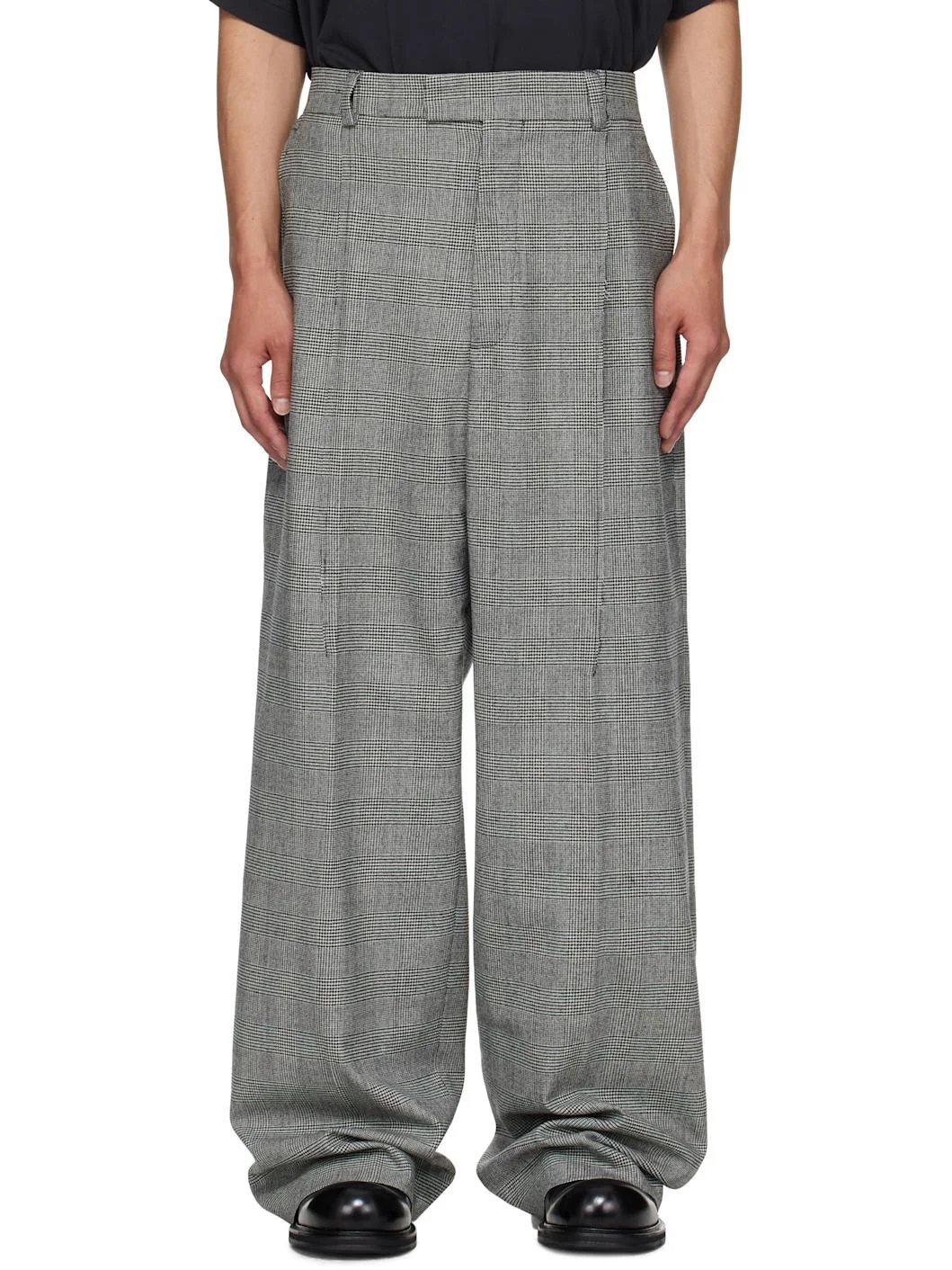 Gray Cut Baggy Tailored Trousers - 1