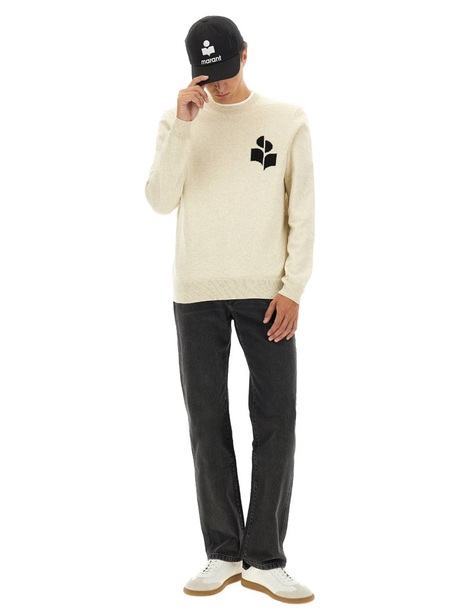 COTTON AND WOOL BLEND SWEATER WITH LOGO - 2