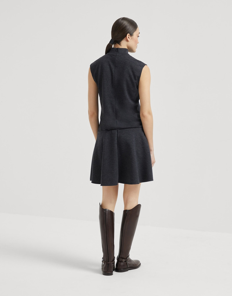 Brunello Cucinelli Stretch virgin wool jersey mini dress with monili outlook