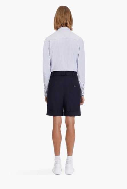 Navy blue wool Bermuda shorts - 3