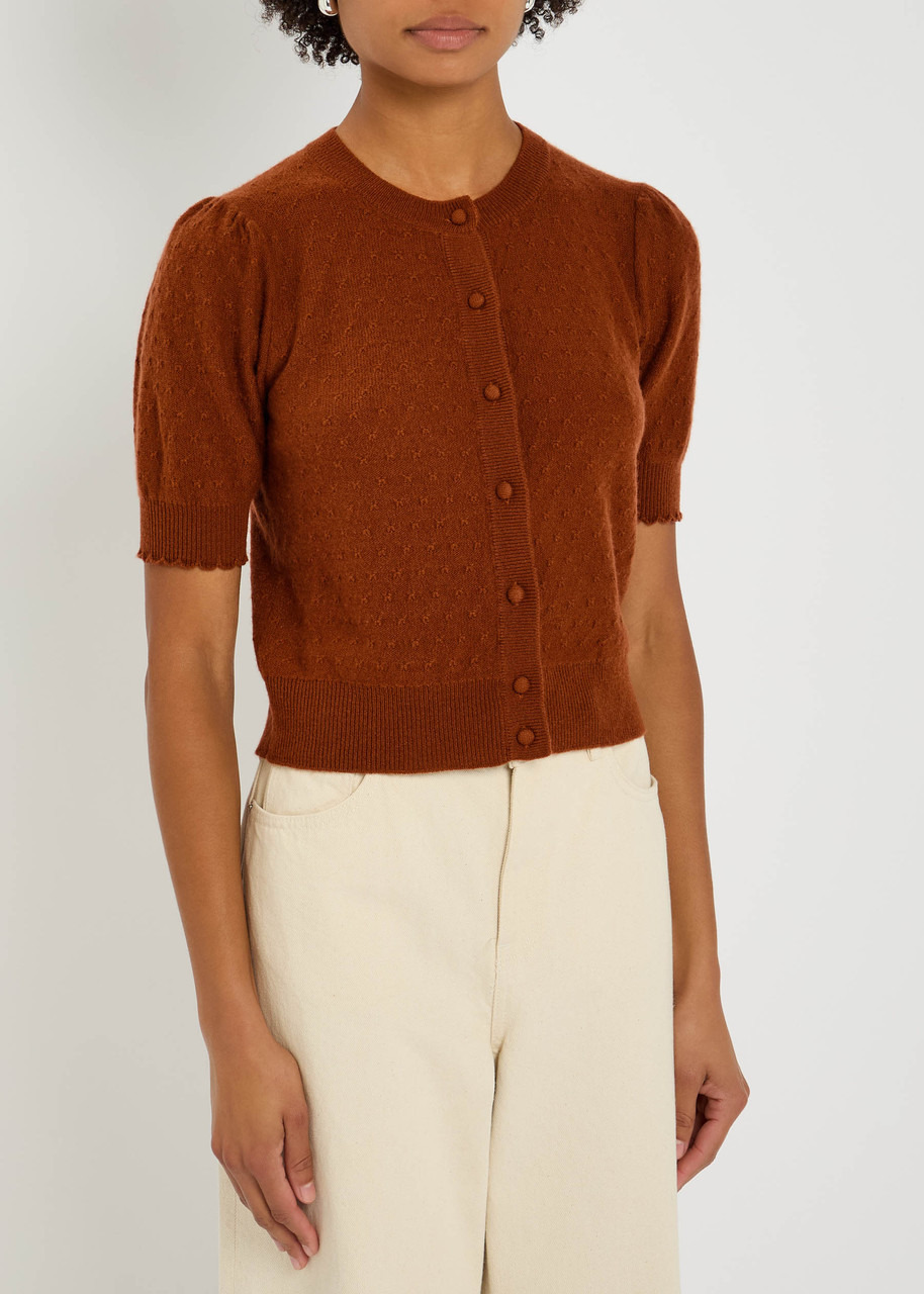 Frame Pointelle Cashmere Cropped Cardigan - 2