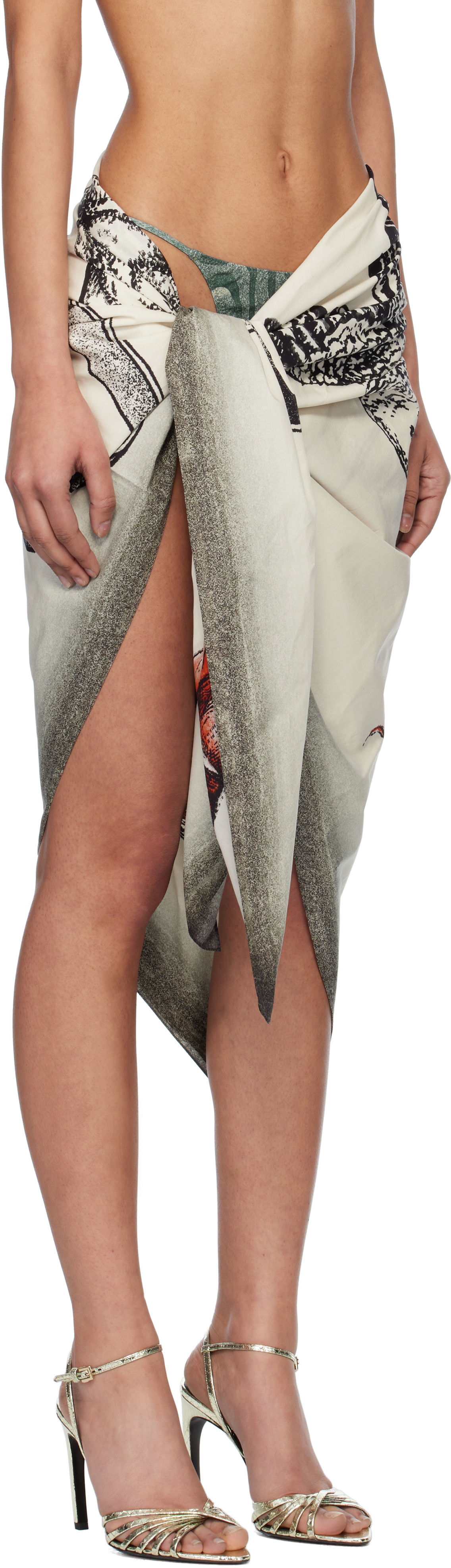 Beige 'The Tattoo Bird' Cover-up Skirt - 3