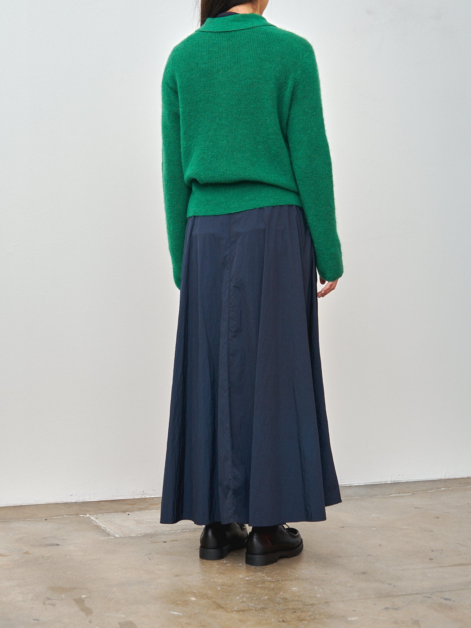 Hand Dyed Nylon Flared Skirt - Navy - 8