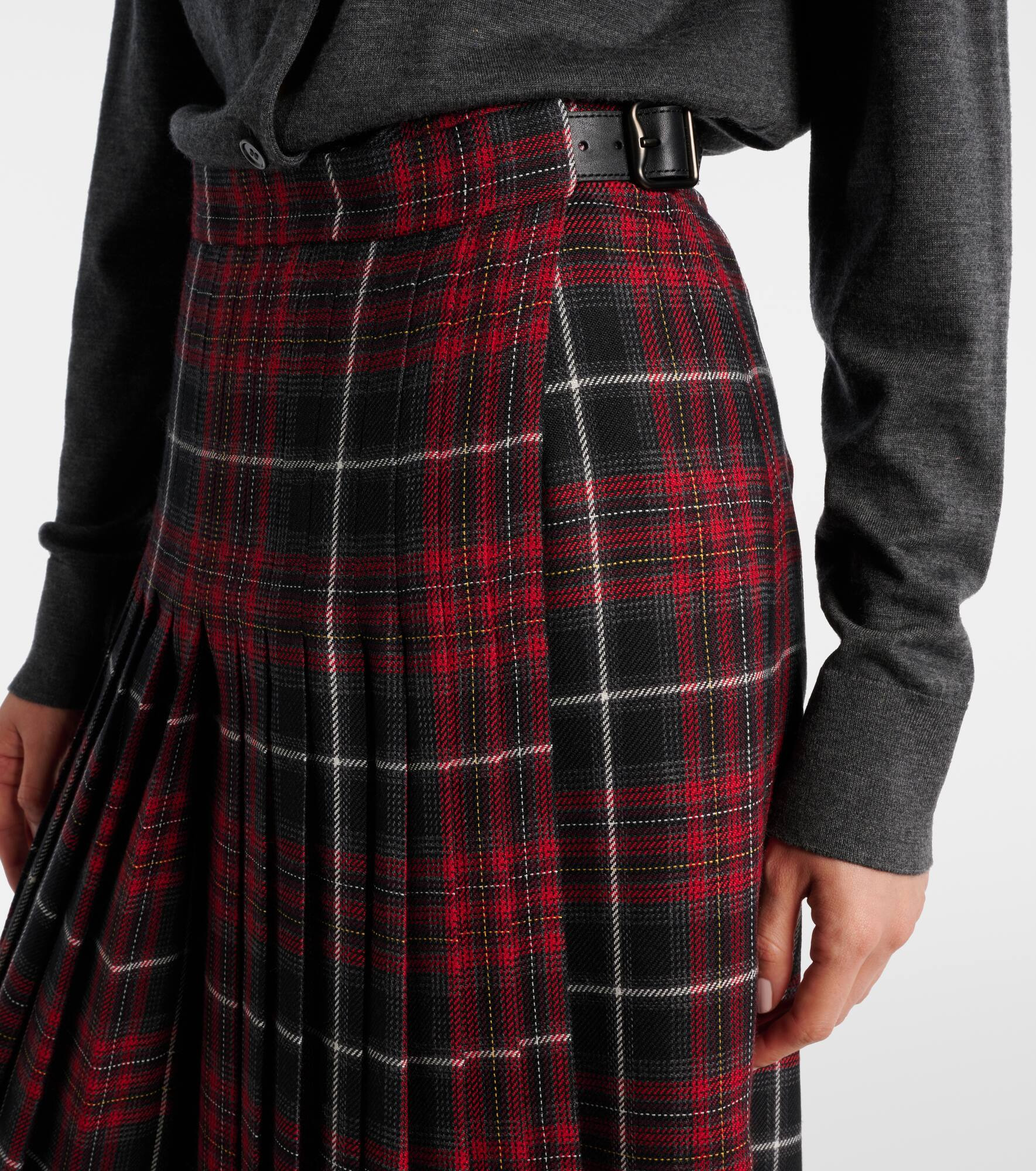 Pleated plaid twill kilt - 4