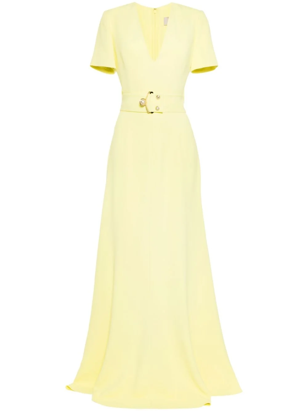 belted cady V-neck gown - 1