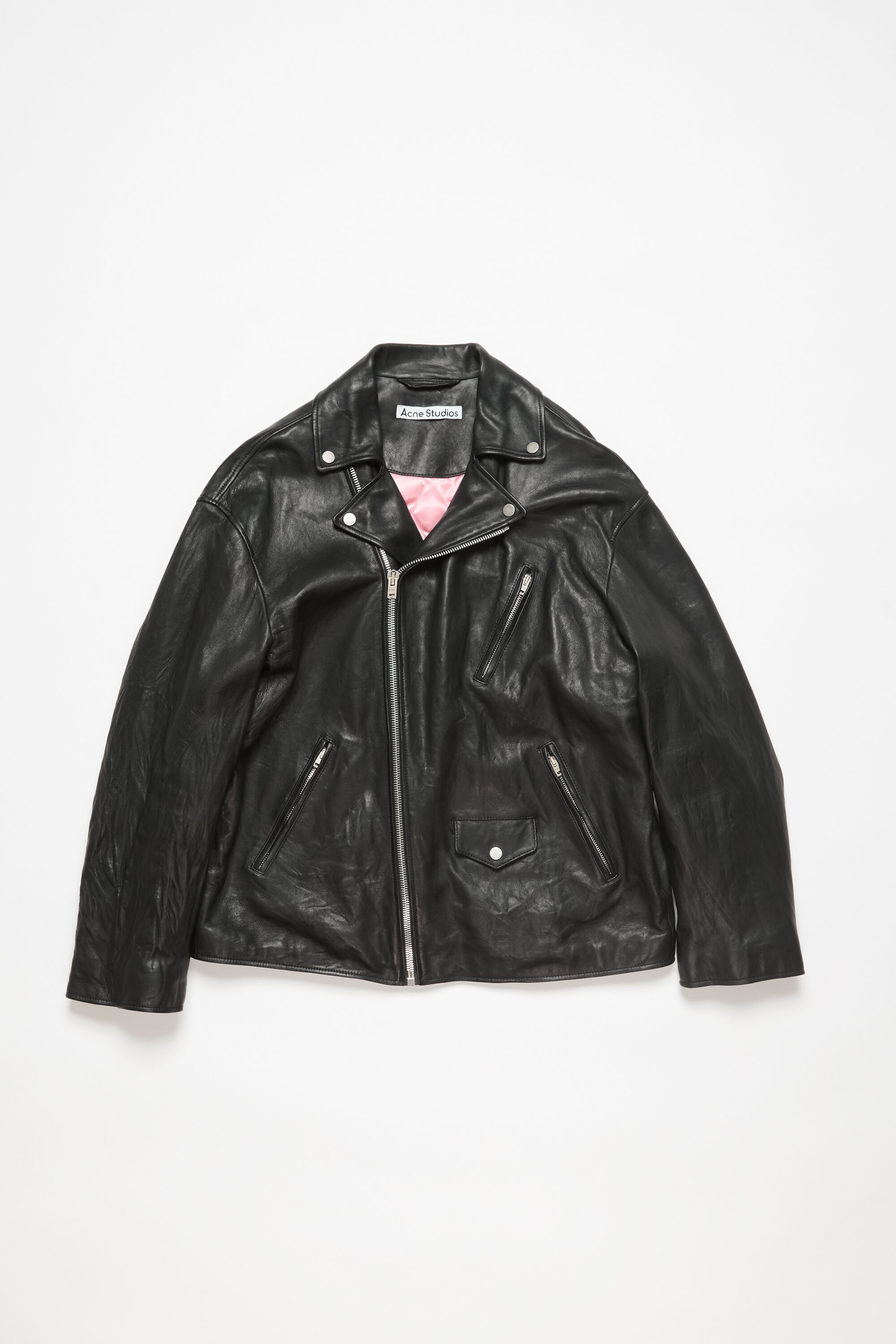 Distressed leather jacket - Black - 1