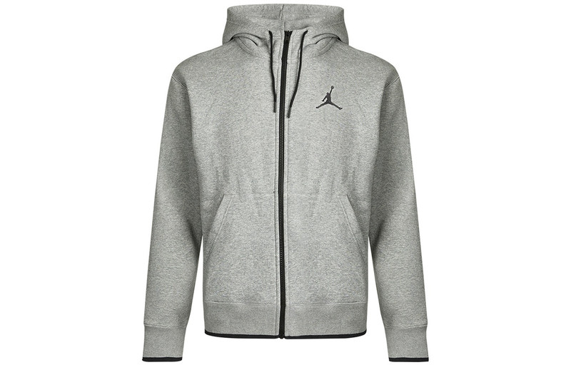 Air Jordan MENS Logo Print Fleeced Sports Hooded Jacket Grey CV2356-091 - 1