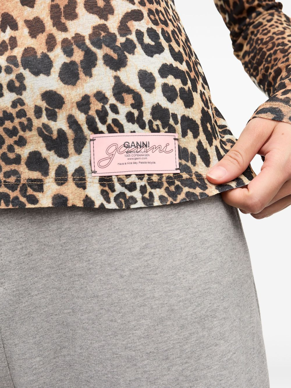 GANNI leopard print T-shirt - 5