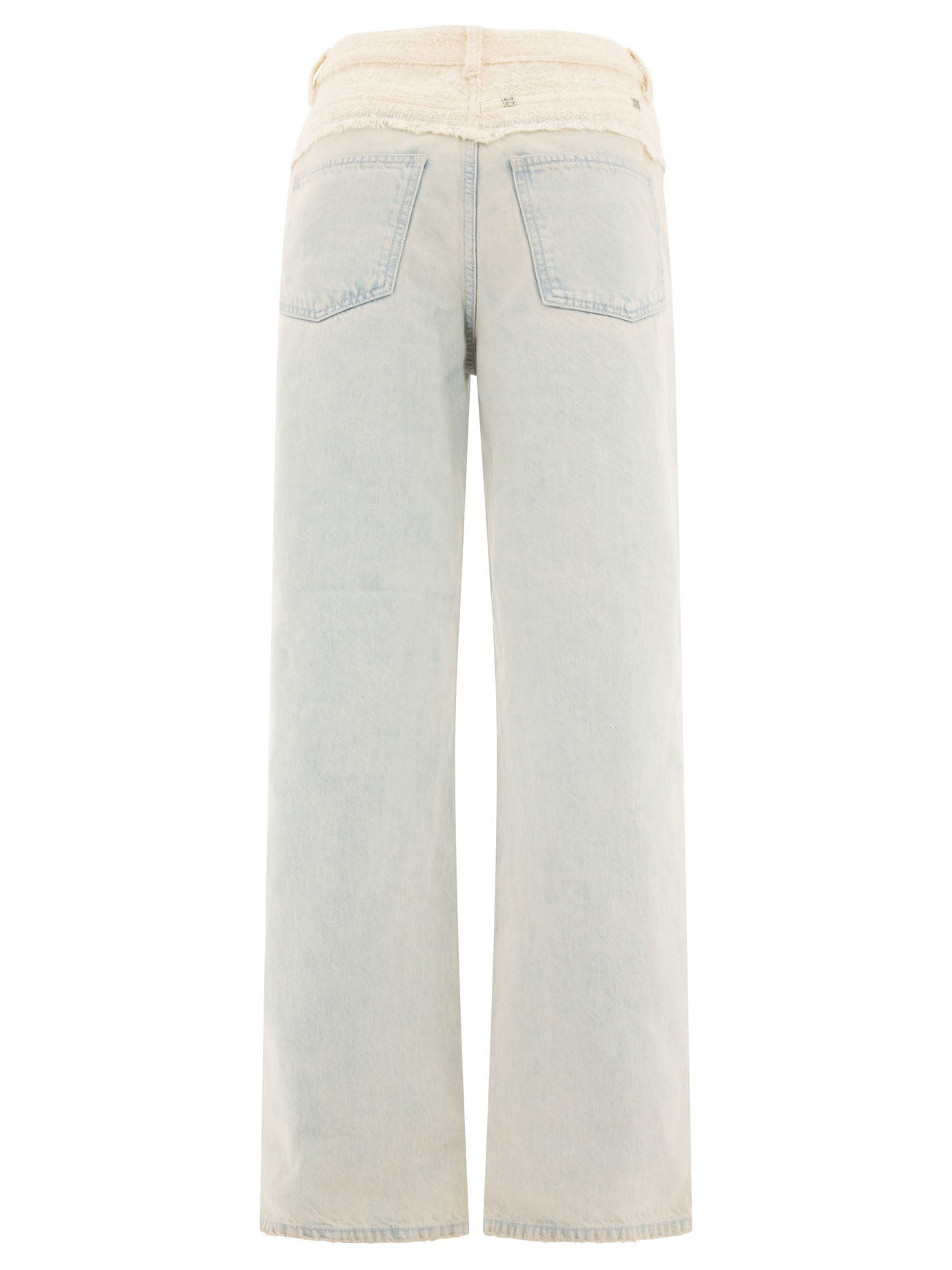 Givenchy Women Oversized Denim And Tweed Mixed Jeans With 4G Detail - 2