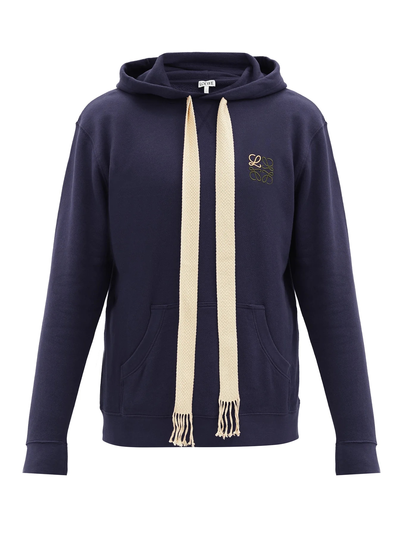 Anagram-embroidered cotton hooded sweatshirt - 1