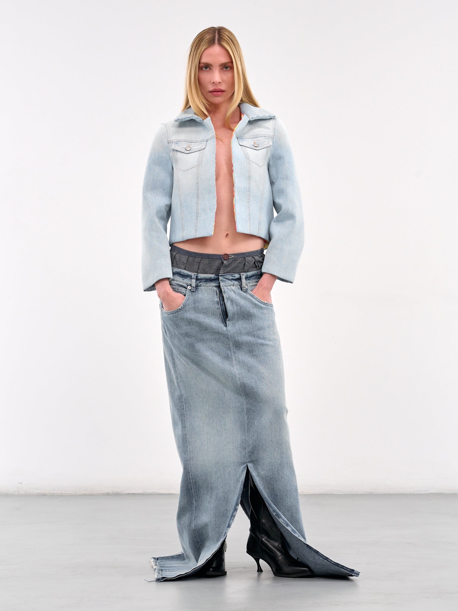Padded Crop Denim Jacket - 6