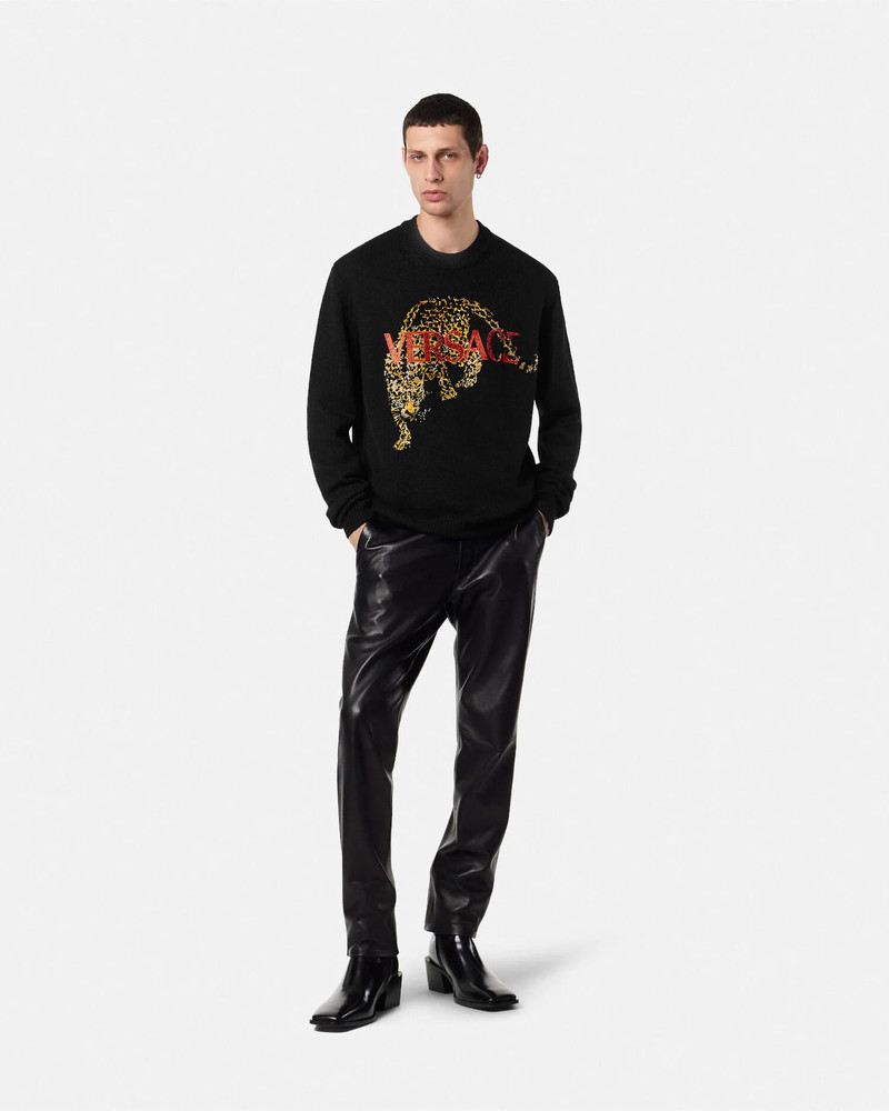 VERSACE Crystal Versace Leopard Wool Knit Sweater outlook