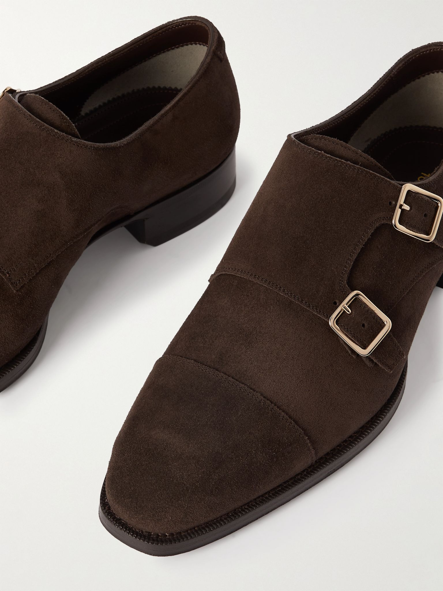 Elkan Suede Monk-Strap Shoes Brown - 6