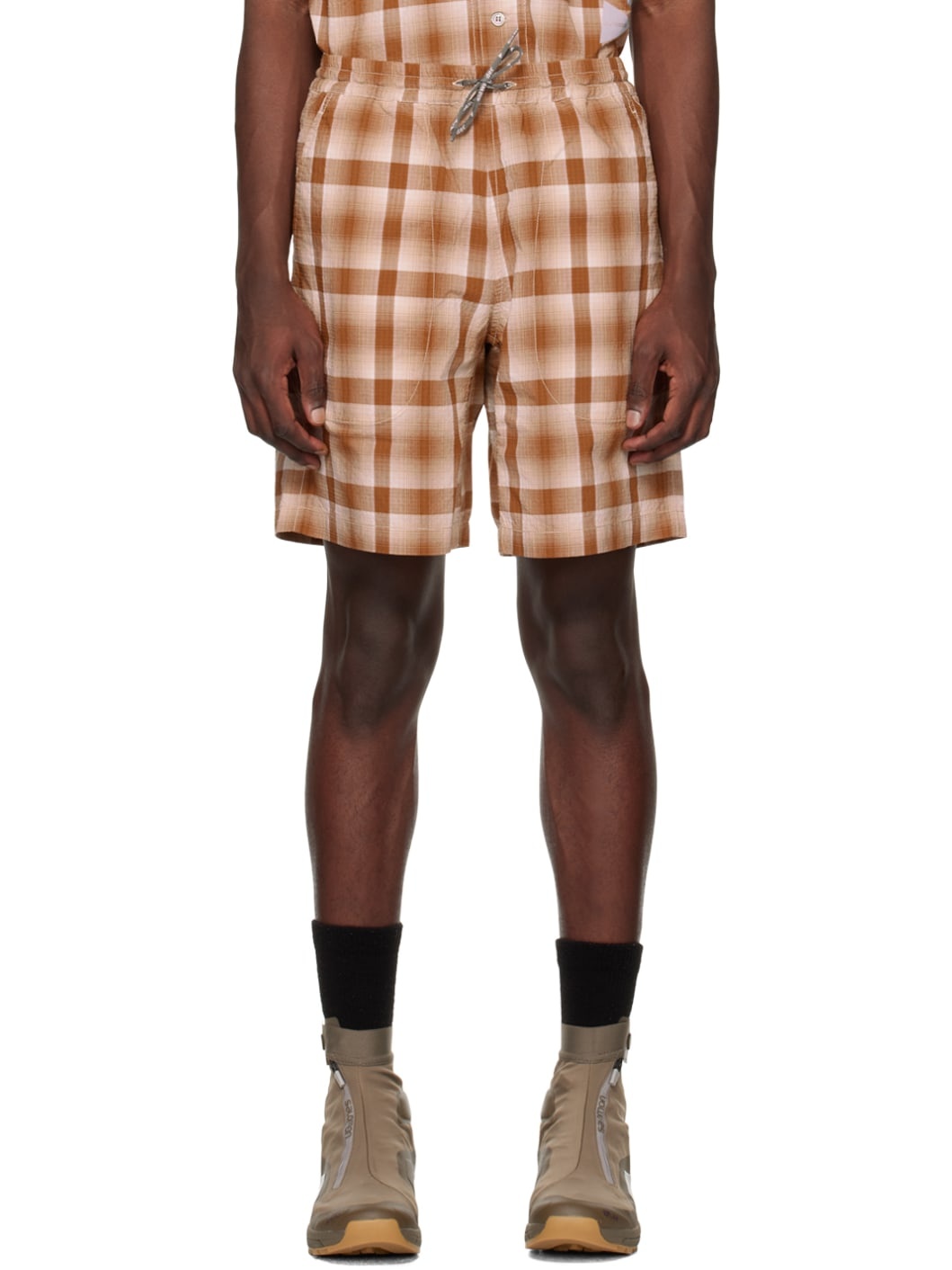 Brown Check Shorts - 2