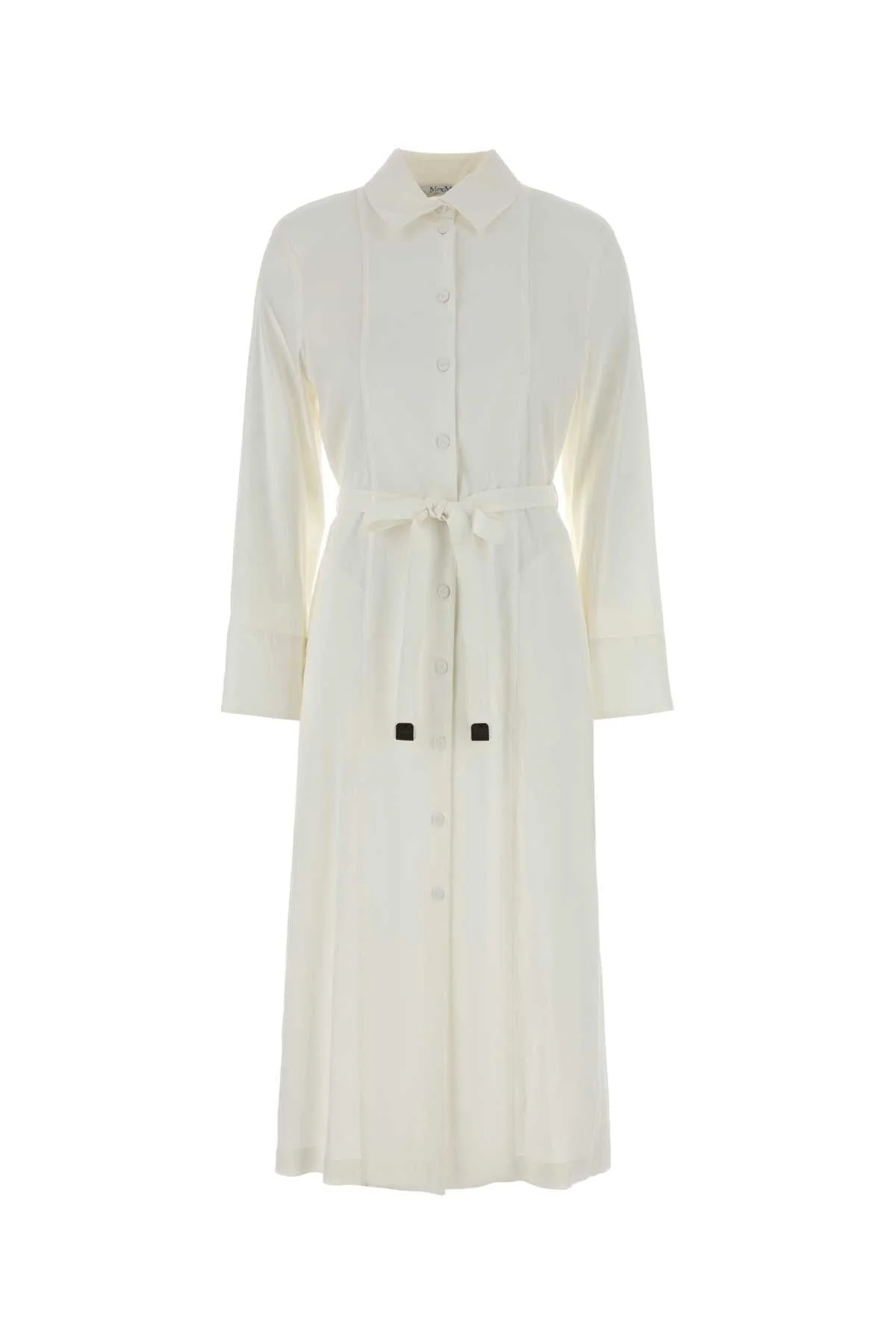 Max Mara Women White Stretch Linen Blend Nordica Shirt Dress - 1