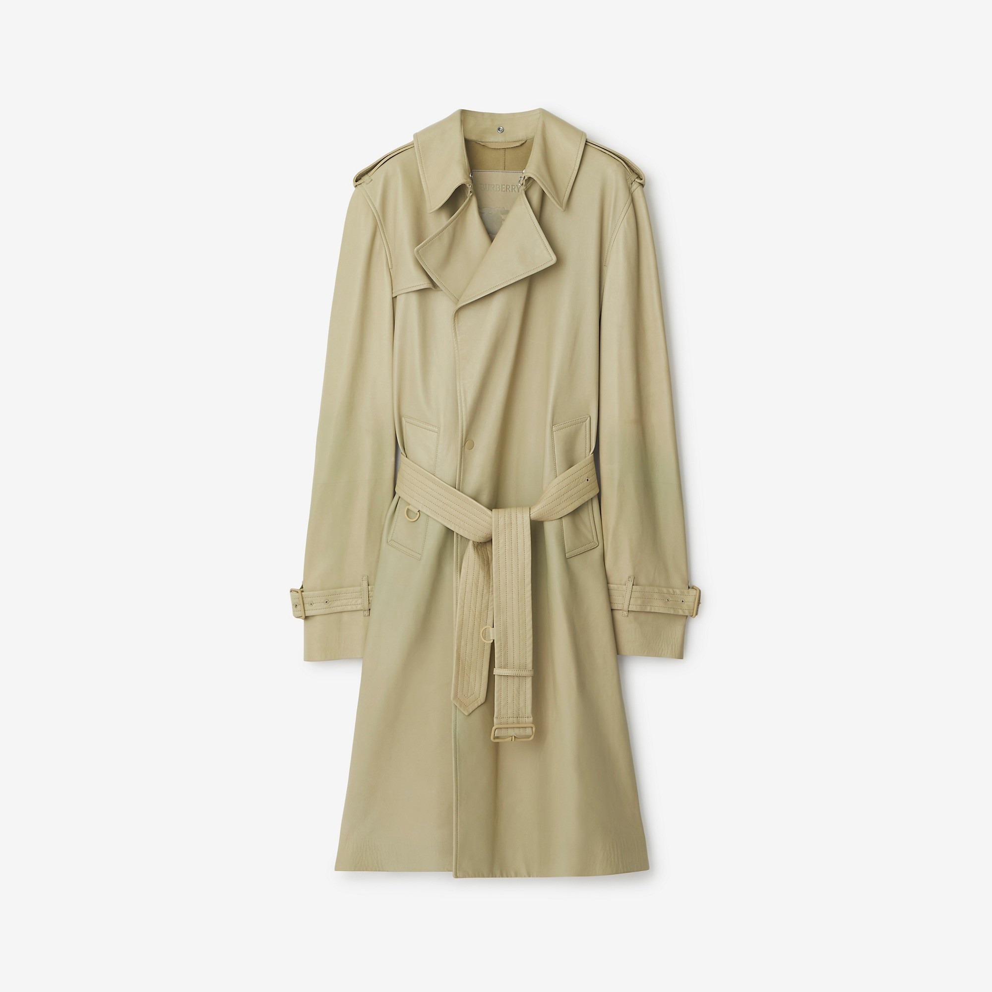 Long Leather Trench Coat - 7