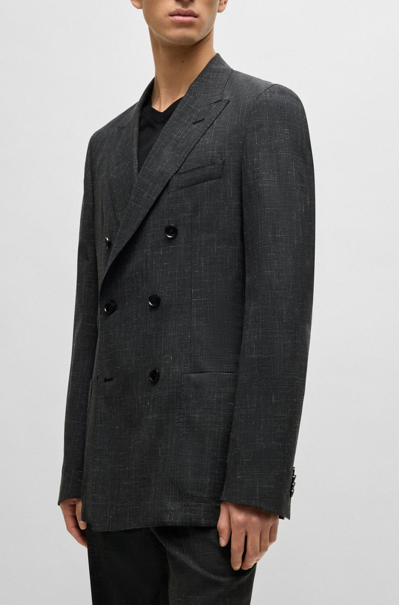 SLIM-FIT SUIT IN PATTERNED WOOL, LINEN AND STRETCH 5