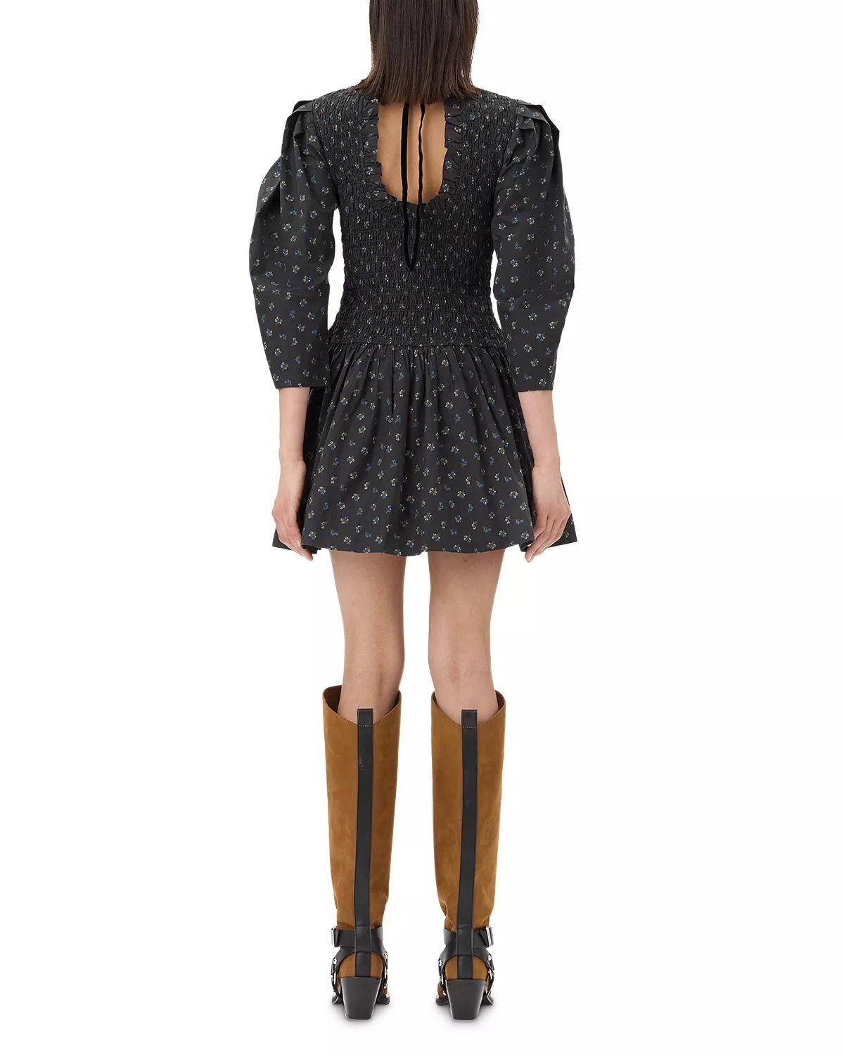 Printed Smocked Mini Dress - 3