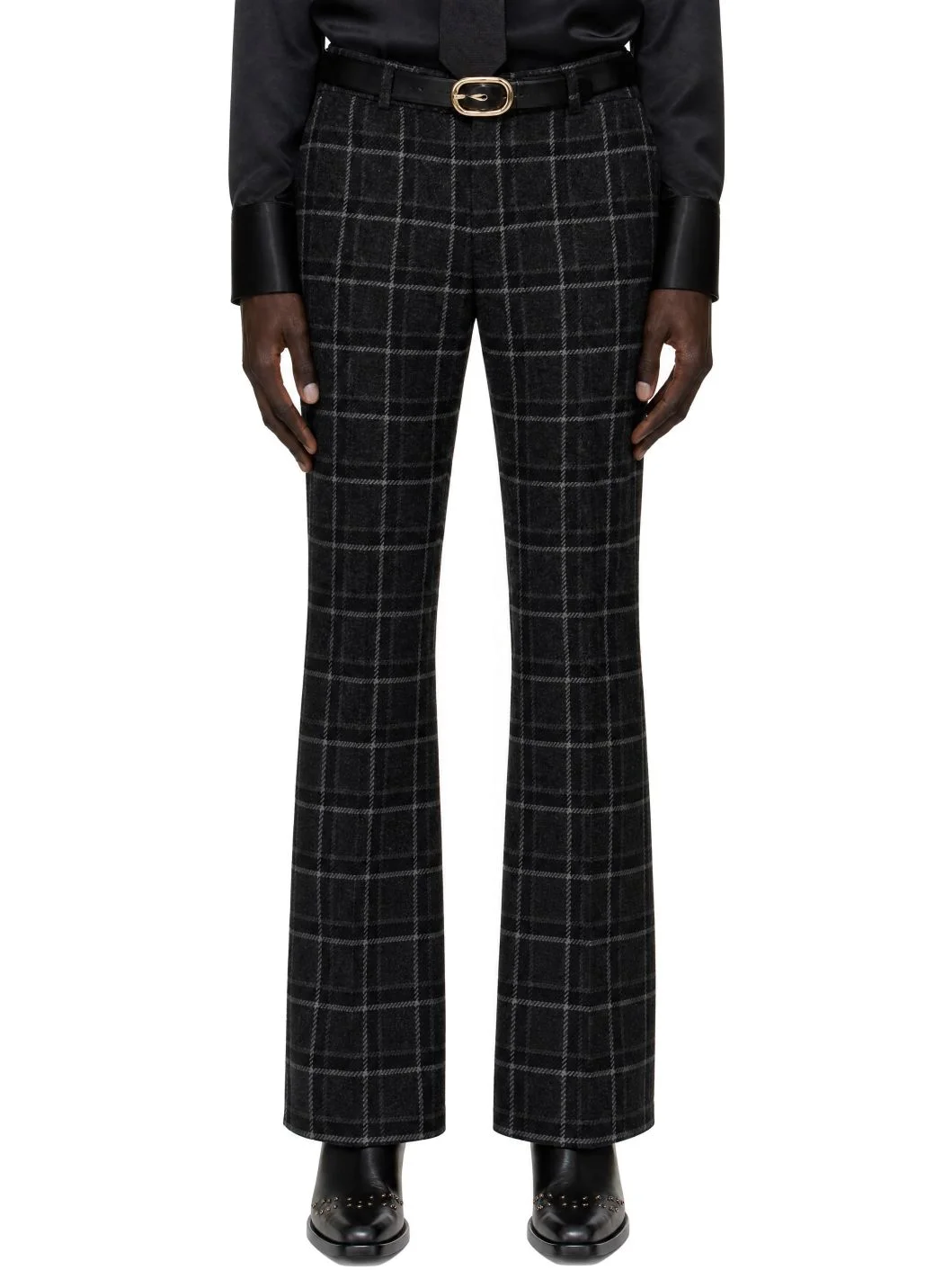 Gray Loose Fit Flare Trousers - 1